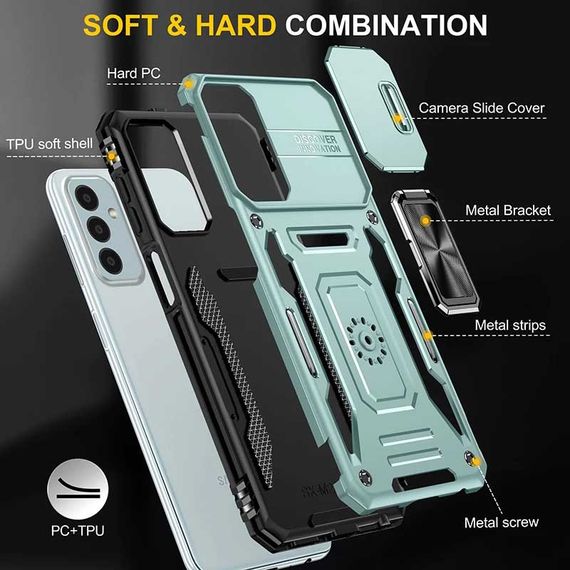 Ударопрочный чехол Camshield Army Ring для Samsung Galaxy M23 5G / M13 4G Зеленый / Light Green | Зображення 5
