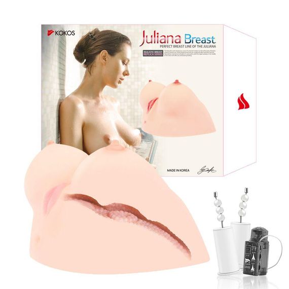 Мастурбатор Kokos Juilana Breast 2WayPlus з функцією масажу та вібрацією Sex Aura | Зображення 8