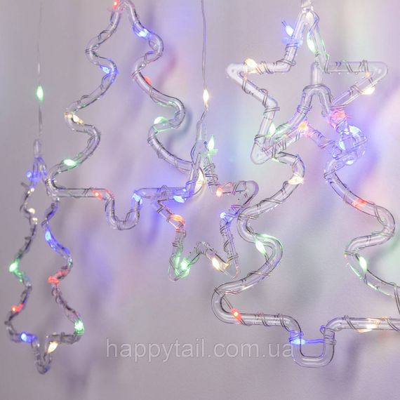 Гирлянда штора светодиодная GarlandoPro звезда и елка 120LED 3х0,9 м 8 режимов 1733069ML | Зображення 1