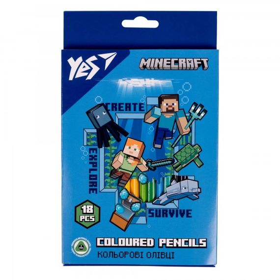 Набір кольорових олівців YES Minecraft 290715 18 кольорів