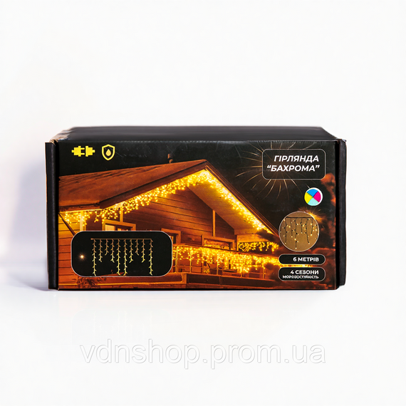 Новогодняя гирлянда уличная Бахрома 6 м 105 LED черный провод Мультиколор 6МBML | Зображення 5