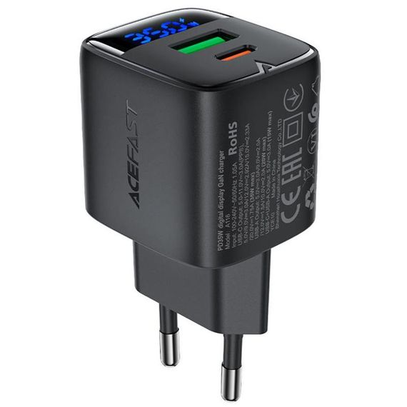 СЗУ Acefast A116 PD35W+QC3.0 GaN (1USB-A/1C) Black | Зображення 2