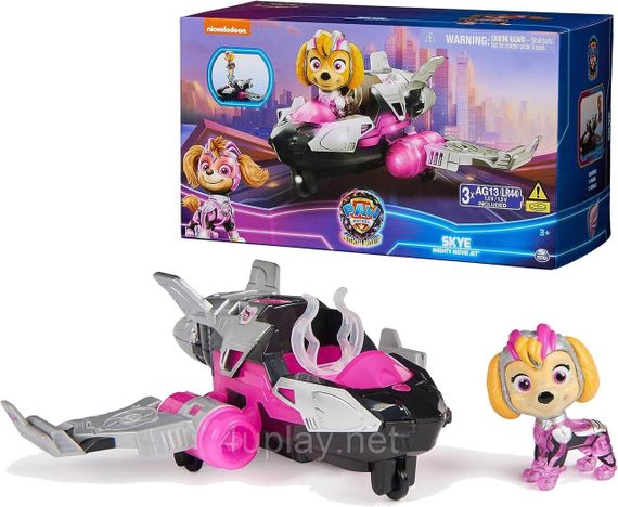 Щенячий Патруль Мегафильм 2023: Самолет и фигурка Скай. Paw Patrol Skye Mighty Movie Jet. Свет, звук