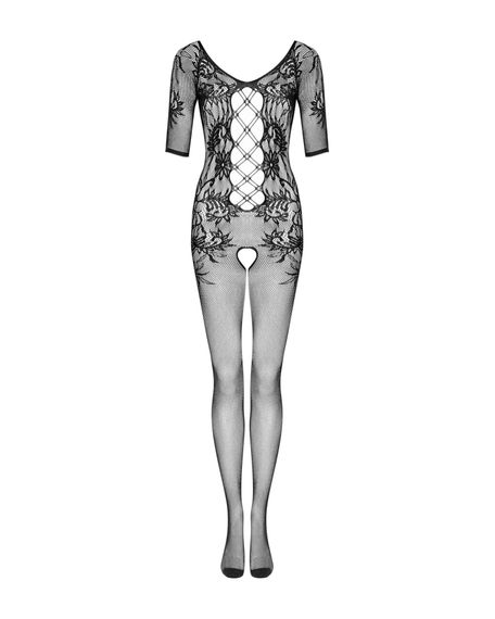 Сітчастий бодістокінг з квітковим малюнком Obsessive Bodystocking F238 S/M/L, black, з доступом, імі | Зображення 2