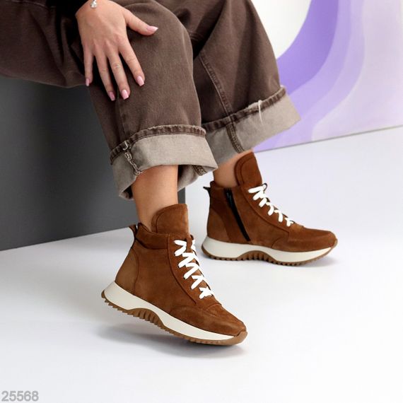 Шикарні спортивні замшеві руді черевики на флісі | Зображення 7