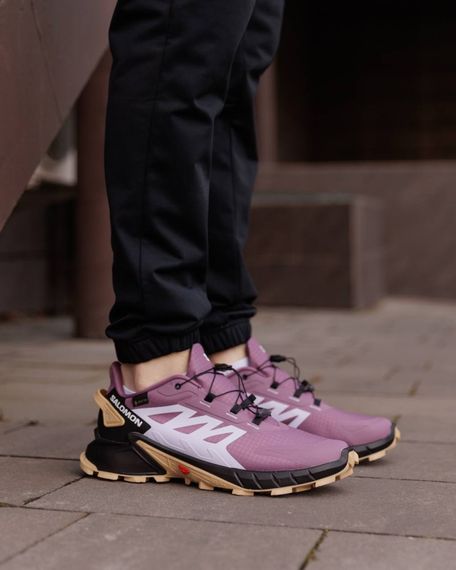 Демісезонні кросівки Salomon мембрана Gore-Tex колір порпуровий, чорний