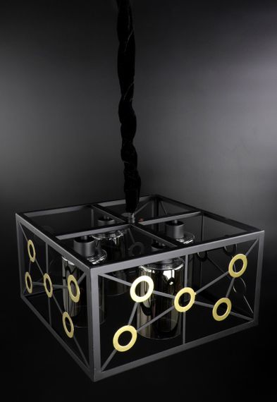 Люстра підвісна LOFT на 4 лампочки 25757 Чорний 30-90х40х40 см. | Зображення 3