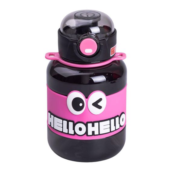 Пляшка для води дитяча з трубочкою 680 мл з ручкою та ремінцем Чорна HP-14-46B | Зображення 1