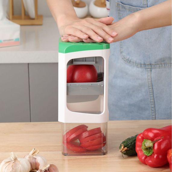 Ручная овощерезка с контейнером Genius Nicer Dicer Кухонный слайсер - терка с насадками 7 в 1 | Зображення 2