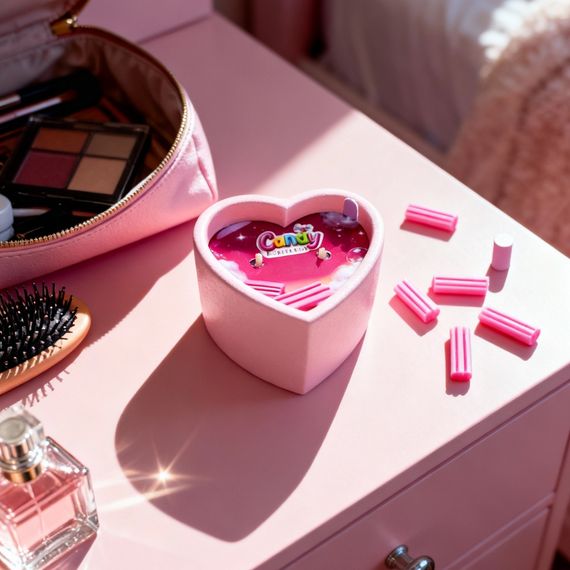 Масажна свічка з ароматом жуйки Candy Bubble Gum у формі серця, 70 мл Sex Aura | Зображення 5