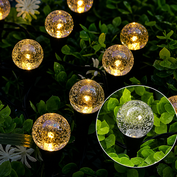 Садовый светильник garden light с солнечной панелью / Шаровидные фонари для сада с пузырьками Solar / Светодиодная LED-гирлянда для сада | Зображення 2