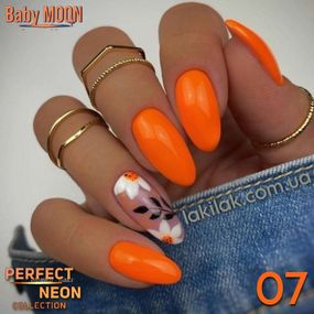Гель-лак BABY MOON Perfect Neon №07 оранжевий, 6 мл