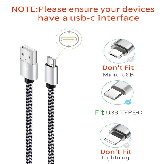 USB Type-C кабель 2.4 A швидке заряджання, нейлоновий для Android 1 метр | Зображення 4