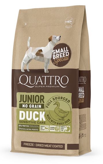 Сухий корм для цуценят дрібних порід з качкою Quattro Junior Duck Small Breed, 7 кг