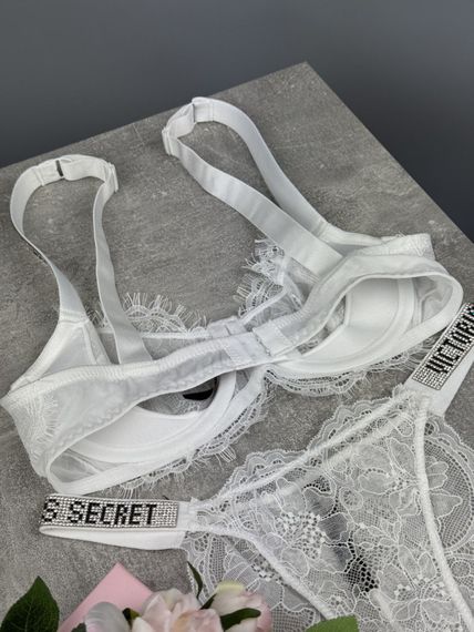 Комплект Victoria's Secret кружева без пушапа білий kk066 | Зображення 1
