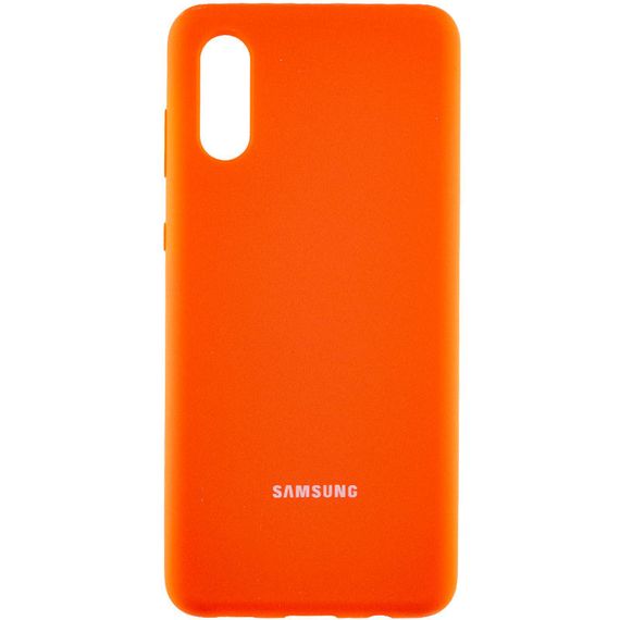 Чехол Silicone Cover Full Protective (AA) для Samsung Galaxy A02 Оранжевый / Neon Orange