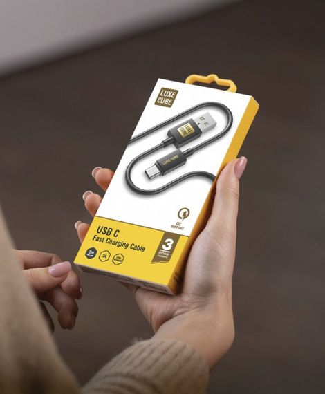 Кабель Luxe Cube USB C to USB 1м 3А чорний | Зображення 1