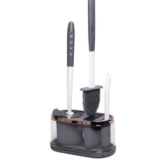 Набор для туалета настенный 3 в 1: 2 ершика + щетка, ерш для унитаза силиконовый с щеткой ёршик для  унитаза HP-35015-47DG | Зображення 9