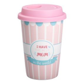 Склянка керамічна 420 (мл) з силіконовою кришкою I have the best mom