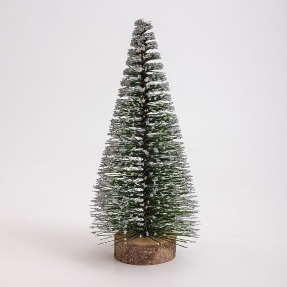 Новорічна настільна ялинка засніжена Стріла 25 см на дерев'яній підставці SOK-М-12-1 | Зображення 4