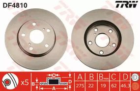 Гальмівний диск (1 шт.) TOYOTA Auris/Corolla FD=275mm 07, TRW (DF4810)