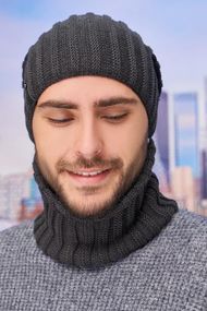 Мужской комплект «Флориан» (шапка-колпак и баф) графит