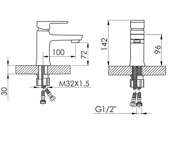 Змішувач для раковини Lidz Wawel 001 (k35) LDWAW001CRM45387 | Зображення 1