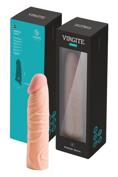 Насадка на пеніс Virgite S1 бежева, 16.5 см