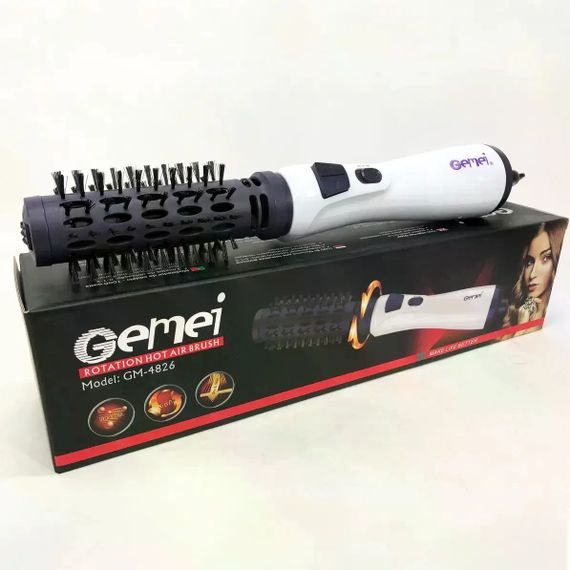 Фен-щетка для волос GEMEI GM-4826 1000W • Вращающийся фен-браш для сушки, укладки, объема и создания естественной волны | Зображення 2
