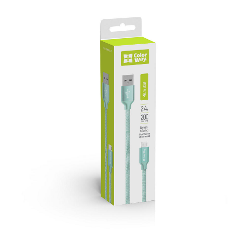 Кабель USB MicroUSB ColorWay CW-CBUM009-MT 2,4A 2м м'ятний | Зображення 3
