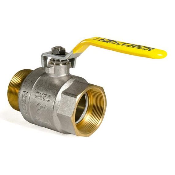 Кран кульовий KOER KR.515.PR.GAS - 2" FM ГШВ YELLOW, ручка "важіль" жовта (KR0065) | Зображення 1