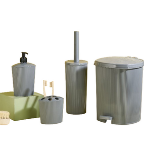 LINE набір для ванної 4шт (відро, йоржик, дозатор, підставка д/щіток) (1) (сірий)