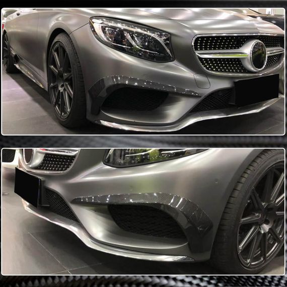 Накладки на передній бампер (для AMG-Line 2015-2018, Карбон) для Mercedes S-class C217 Coupe рр | Зображення 4