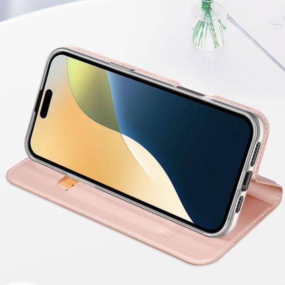 Чохол-книжка Dux Ducis з кишенею для візиток для Apple iPhone 16 Pro (6.3") Rose Gold | Зображення 3