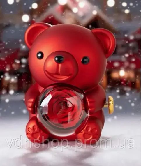 Скринька-ведмідь, що обертається, з трояндою в колбі | Зображення 2