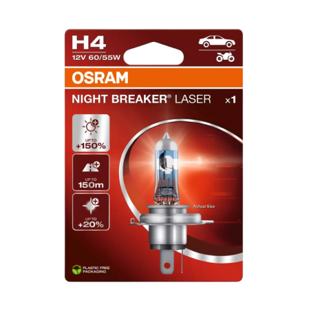 Лампа H4 12V 60/55W P43T OSRAM NIGHT BREAKER LASER +150% 64193NL-1BL
