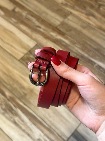 Кожаный женский ремень красного цвета 4711 | Зображення 5