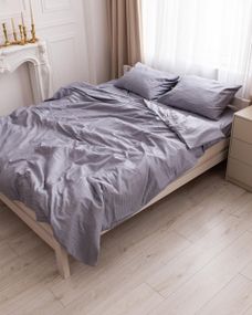 Постільна білизна полуторна Dushka Home Страйп сатин 20576 160х215 см сіра