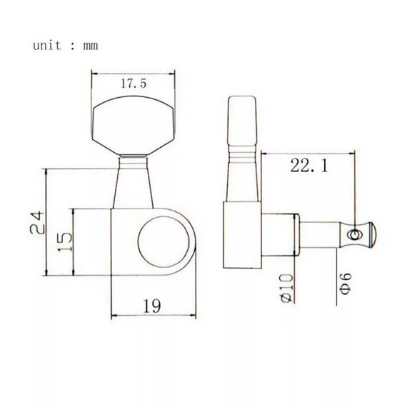 Колки для электрогитары и акустической гитары 3R+3L хромовые c ЗАЦЕПАМИ | Зображення 3