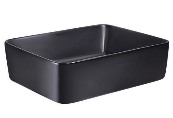 Комплект Qtap Tern: Раковина накладна прямокутна 480х370х135 мм Matt Black + Донний клапан PU03 (QT172074MBMBN47300) | Зображення 4