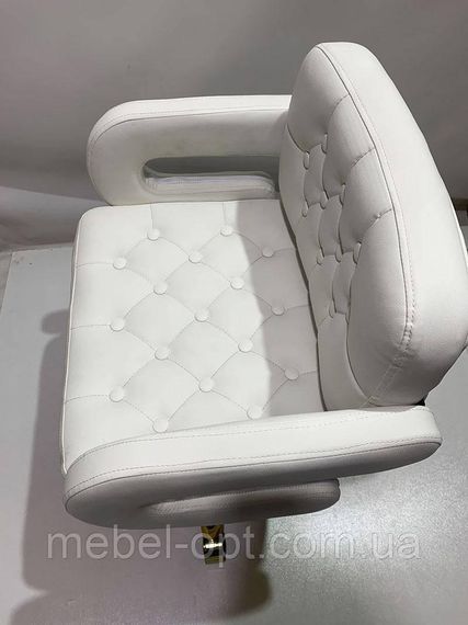 Крісло з підлокітниками Gor CH-Office на хромованій хрестовині з колесами Шкірзам білий | Зображення 6