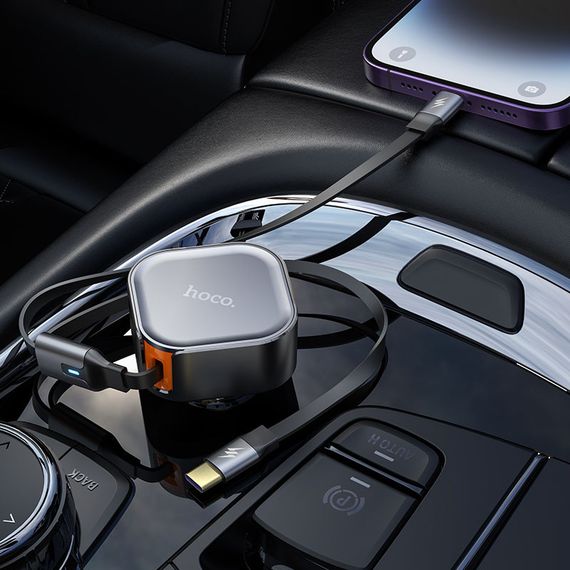АЗП Hoco NZ13 Clever PD30W + висувні кабелю Type-C and Lightning Black | Зображення 7