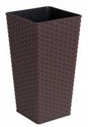 Вазон Ротанг 22*22*41,5см квадратний темно-коричневий Алеана