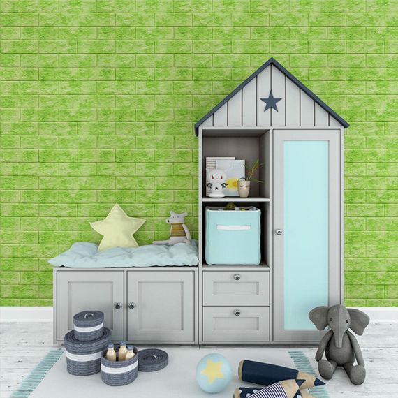 Декоративна 3D панель самоклейка під цеглу Зелений мармур 700х770х5мм (064) SW-00000034 | Зображення 4