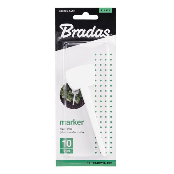 Маркер для рослин Bradas 13 x 4 см - 10 шт, білий TYE1340WH/10B | Зображення 1