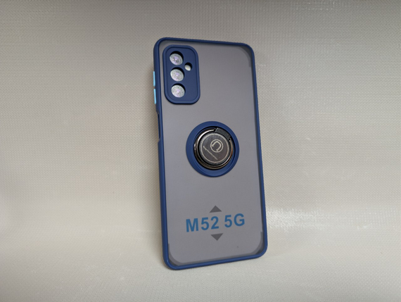 Чохол для Samsung Galaxy M52 / Самсунг Галаксі M52 Ring Magnet, TPU, прозора задня кришка, магнітне кільце, синій