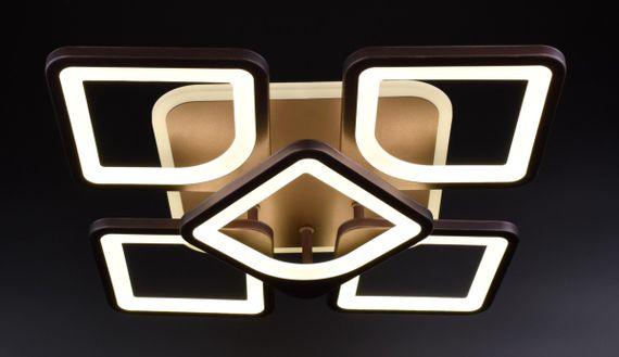 Люстра світлодіодна стельова LED світильник для квартири на стелю лед з пультом 25859 Коричневий 11х40х40 см. | Зображення 1