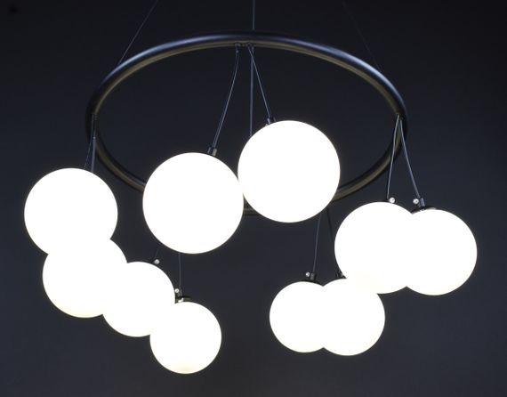 Люстра підвісна на 10 лампочок 27519 Чорний 45-160х65х65 см. | Зображення 7