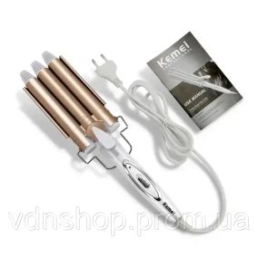 Тройная плойка для волос Kemei 1010