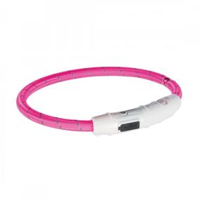 Светящийся ошейник для собак Trixie Flash Light Ring USB, розовый, 65 см